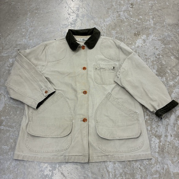 L.L. Bean Other - LL Bean Mens Field Jacket Mens Large Beige Collar Barn Chore Unlined